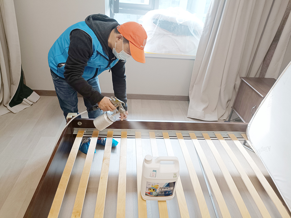 臥室床架噴槍施工治理甲醛 臥室床架噴槍施工治理甲醛